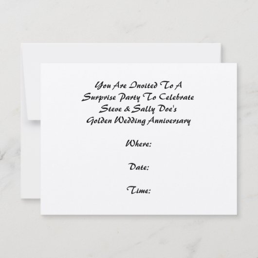 Retro Surprise Party Golden Jubileum nodigt uit Kaart (Achterkant)