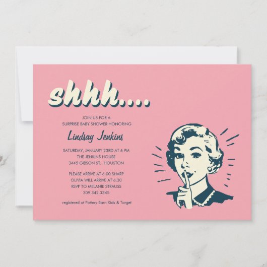 Retro Surprise Shower of Party Invitations Kaart (Voorkant)