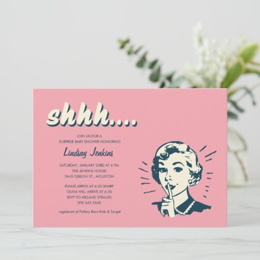Retro Surprise Shower of Party Invitations Kaart (Staand voorkant)