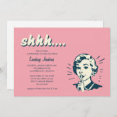 Retro Surprise Shower of Party Invitations Kaart (Voorkant / Achterkant)