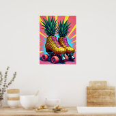Retro Surreal Ananas Roller Schaatsen Pop Art Poster (Keuken)