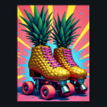 Retro Surreal Ananas Roller Schaatsen Pop Art Poster<br><div class="desc">Dit gedurfde en eigenzinnige kunstwerk reimagines een paar roller schaatsen als gouden ananas, het transformeren van de dagelijkse straatstijl in een surrealistische pop cultuur statement. Elke glanzende ananasschoen, compleet met metallic glans en tropische textuur, zit bovenop glanzende chromen wielen, klaar om in een wereld te rollen waar luxe een speelse...</div>