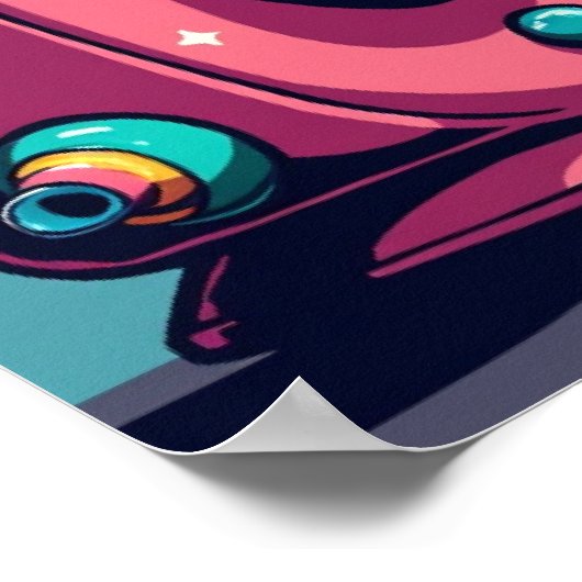 Retro Surrealisme - Pop Art Cosmic Camera Poster (Hoek)