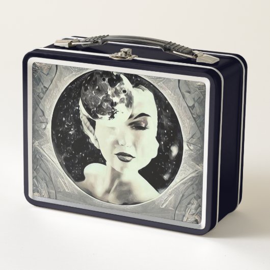Retro Surrealistische Art Deco Maan Dame (Voorkant)