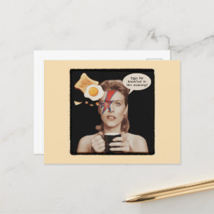 Retro surrealistische eieren voor het ontbijt, in  briefkaart