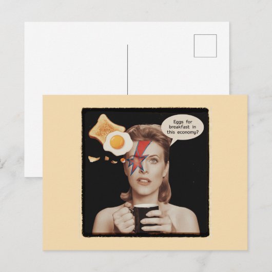 Retro surrealistische eieren voor het ontbijt, in  briefkaart (Voorkant / Achterkant)