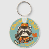 Retro Surrey BC Raccoon and Hockey Stick Sleutelhanger (Achterkant)
