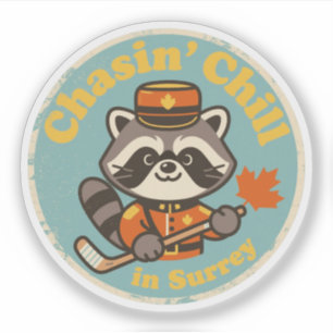Retro Surrey BC Wasbeer en Hockeystick Sticker