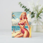 Retro Surven pin-up Briefkaart (Staand voorkant)