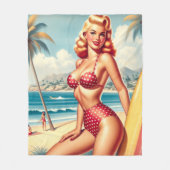 Retro Surven pin-up Fleece Deken (Voorkant)