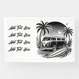 Retro Surven Van & Palm Trees Banner