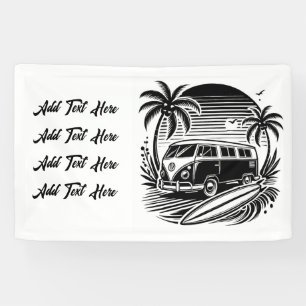 Retro Surven Van & Palm Trees Banner