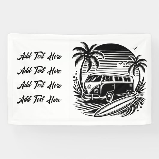 Retro Surven Van & Palm Trees Banner (Horizontaal)