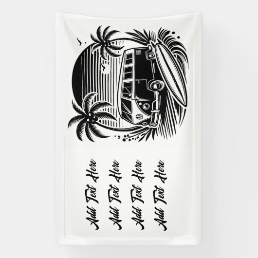 Retro Surven Van & Palm Trees Banner (Verticaal)