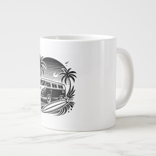 Retro Surven Van & Palm Trees Design Specialty Mok (Voorkant rechts)