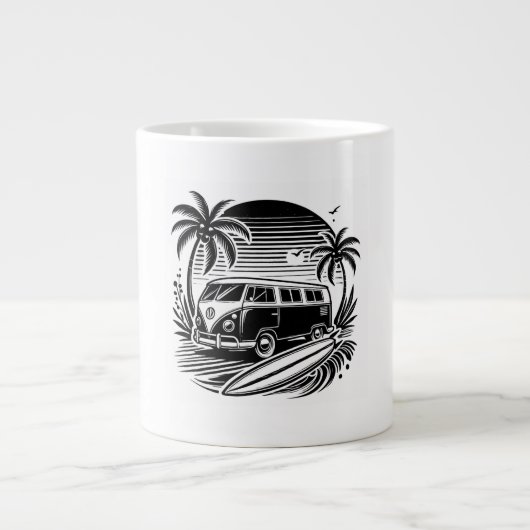Retro Surven Van & Palm Trees Design Specialty Mok (Voorkant)