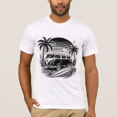 Retro Surven Van & Palm Trees Design T-shirt (Voorkant)