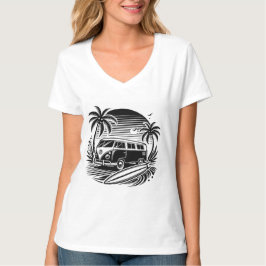 Retro Surven Van & Palm Trees Design T-shirt