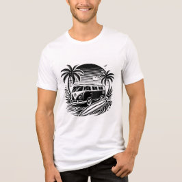 Retro Surven Van & Palm Trees Design Tri-Blend Shi Shirt