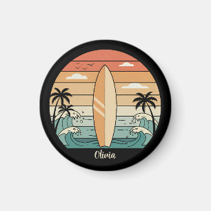 Retro Surven Vibes - Surfboard & Waves Magneet