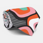 Retro Sushi Flower Squares Aangepast Stropdas (Opgerold)