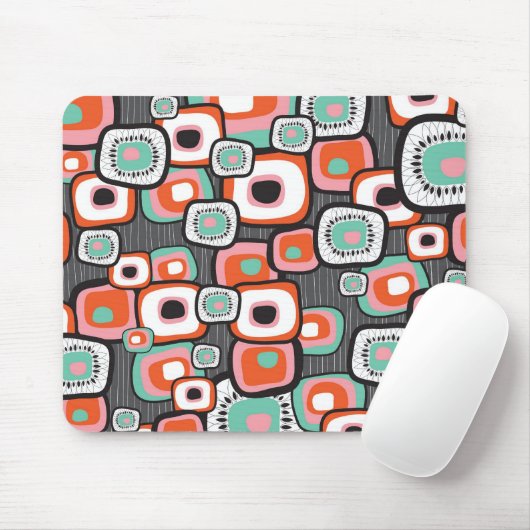 Retro Sushi Flower Squares Custom Mousepad Muismat (Met muis)