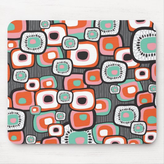 Retro Sushi Flower Squares Custom Mousepad Muismat (Voorkant)
