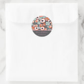 Retro Sushi Flower Squares Fun Weddenkers Ronde Sticker (Tas)