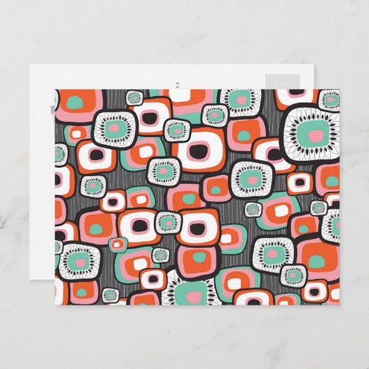 Retro Sushi Flower Squares Hartelijk dank, Briefka Briefkaart (Voorkant / Achterkant)