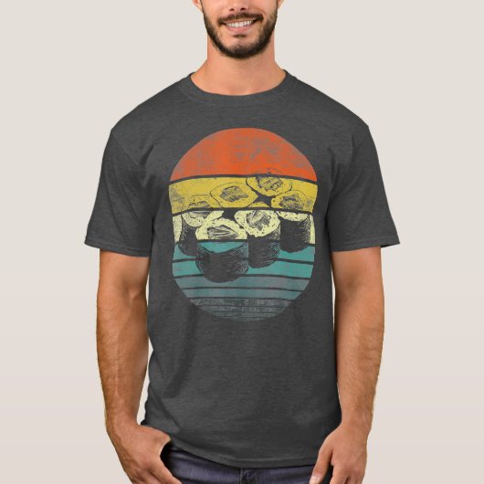 Retro Sushi Roll Sashimi Lover Funny Japans T-shirt (Voorkant)