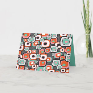 Retro Sushi Roze Bloemen Unieke Vierkanten Patroon Bedankkaart