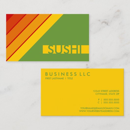 retro SUSHI Visitekaartje (Voorkant / Achterkant)