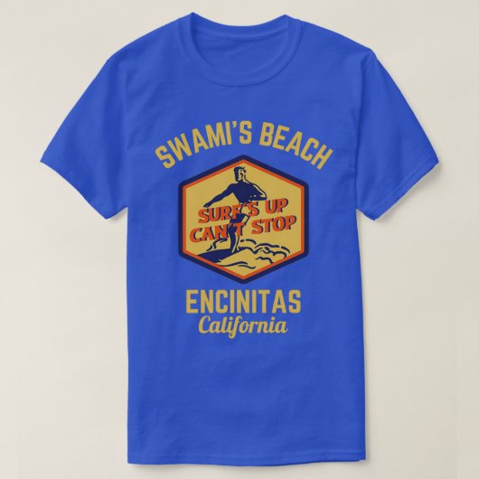 Retro Swamis Beach Encinitas California Gold Text T-shirt (Design voorkant)