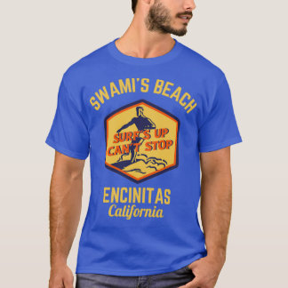 Retro Swamis Beach Encinitas California Gold Text T-shirt