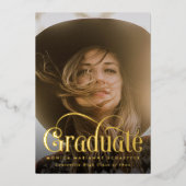 Retro Swash Gold Foil Foto Afstuderen Folie Invita Folie Uitnodiging (Voorkant)