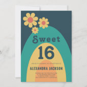 Retro Sweet 16 Birthday Party Kaart (Voorkant)