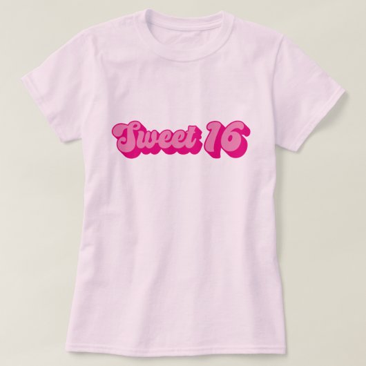Retro Sweet 16 in Hot Pink T-shirt (Design voorkant)