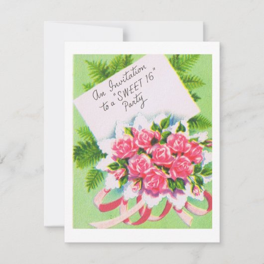 Retro Sweet 16 Uitnodigen Kaart (Voorkant)