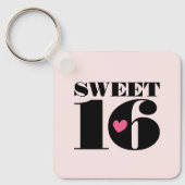 Retro Sweet 16 Verjaardag Tiener Naam Foto Roze Sleutelhanger (Voorkant)