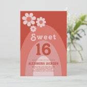 Retro Sweet 16 Verjaardagsfeestje Sinaasappel Kaart (Staand voorkant)