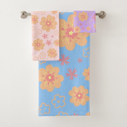 Retro Sweet Floral Pattern Bath Towel Set Bad Handdoek (Insitu)