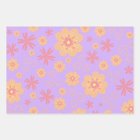 Retro Sweet Floral Pattern Inpakpapier Vel (Voorkant 2)