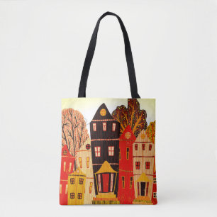 Retro Sweet Home Poster: Cartoon huizen Tote Bag