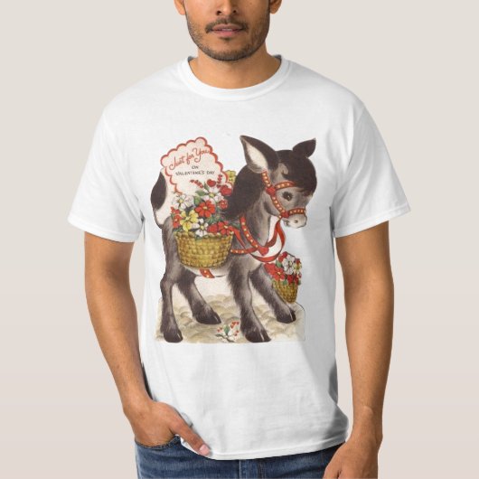  Retro Sweet Little Donkey Valentijnsdag T-shirt (Voorkant)
