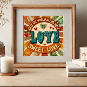 Retro Sweet Love Fun Modern Inspirerende Quote Poster