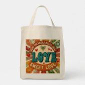 Retro Sweet Love Fun Modern Inspirerende Quote Tote Bag (Achterkant)