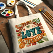 Retro Sweet Love Fun Modern Inspirerende Quote Tote Bag