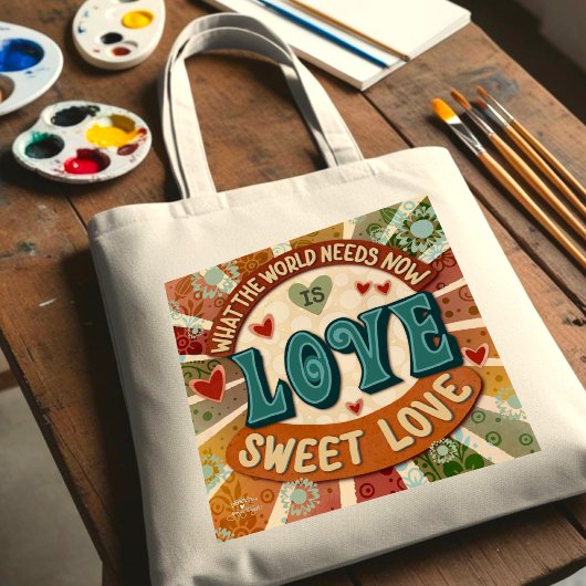 Retro Sweet Love Fun Modern Inspirerende Quote Tote Bag