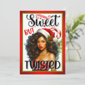 Retro Sweet maar Twisted Christmas Pinup Bedankkaart (Staand voorkant)
