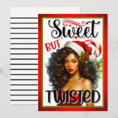 Retro Sweet maar Twisted Christmas Pinup Bedankkaart (Voorkant / Achterkant)